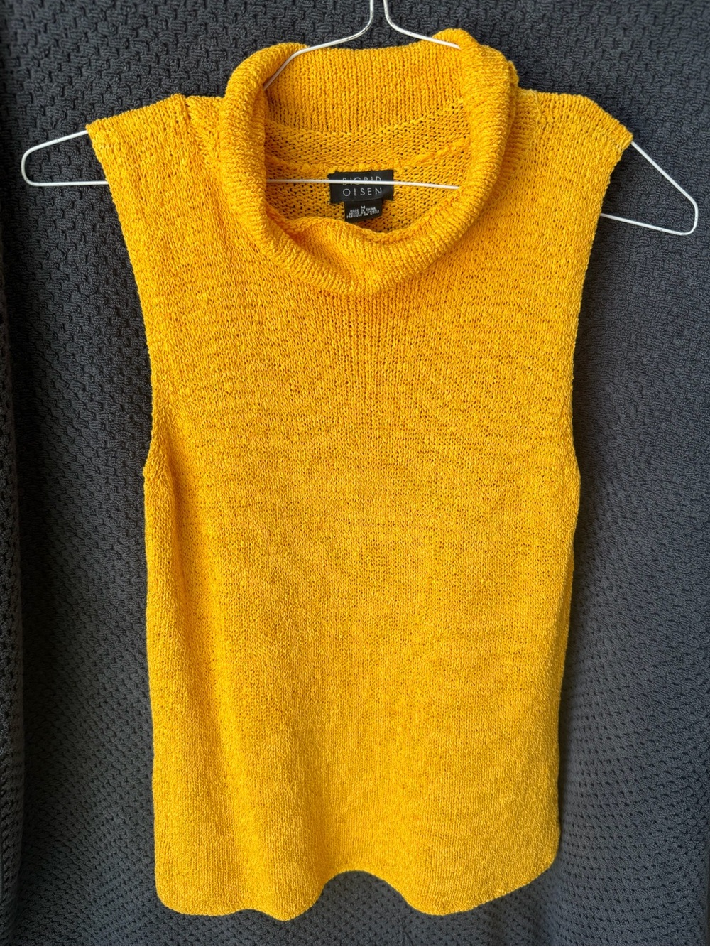Sigrid Olsen Sleeveless Turtleneck Sweater Vest in Mustard Gold